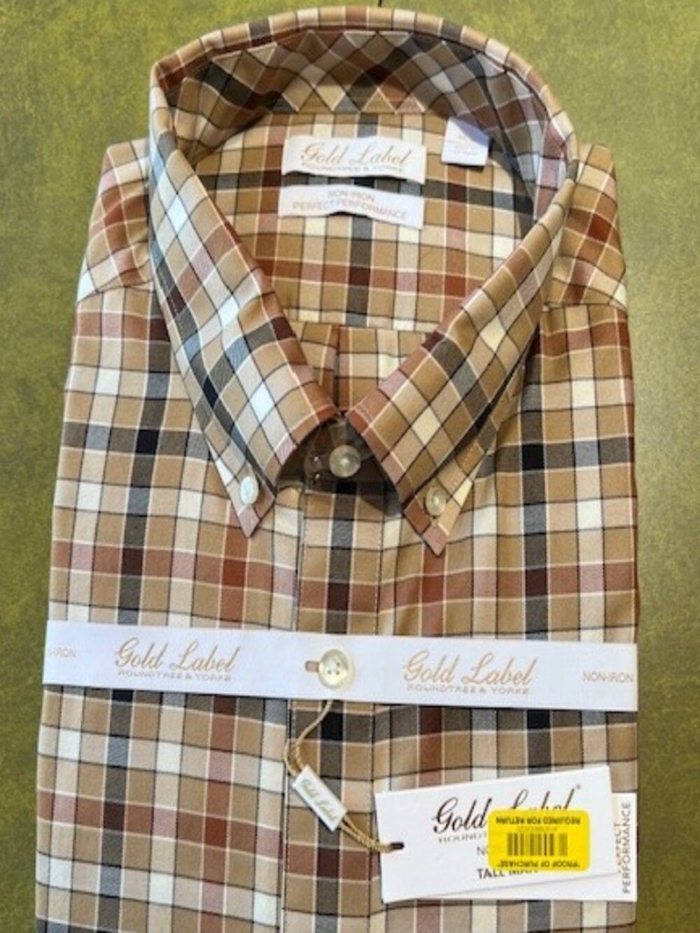 NWT NEW Gold Label Roundtree & Yorke Checked XLT Men's Dress Button-down Shirt